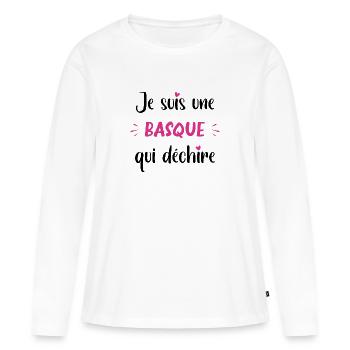 Je suis une basque qui déchire - T-shirt manches longues Premium bio Femme - blanc - Devant - Julia (174cm)