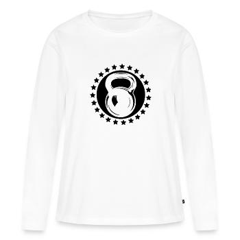 Musculation Haltérophilie Fitness Workout - T-shirt manches longues Premium bio Femme - blanc - Devant - Julia (174cm)
