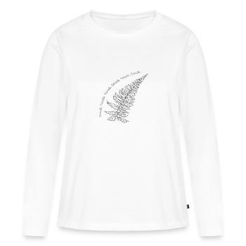 Farn schwarz, filigran inhale exhale - Frauen Premium Bio Langarmshirt - Weiß - Vorne - Julia (174cm)