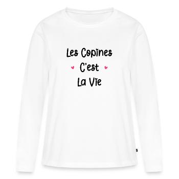 Les copines c'est la vie - T-shirt manches longues Premium bio Femme - blanc - Devant - Julia (174cm)