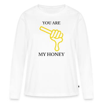 Tu es mes gouttes de miel de miel - T-shirt manches longues Premium bio Femme - blanc - Devant - Julia (174cm)