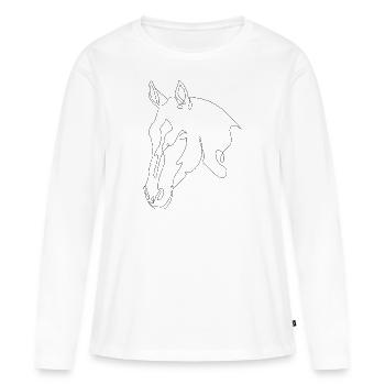 Pferdekopf Flarouge - Frauen Premium Bio Langarmshirt - Weiß - Vorne - Julia (174cm)