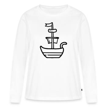 Bateau pirate - T-shirt manches longues Premium bio Femme - blanc - Devant - Julia (174cm)