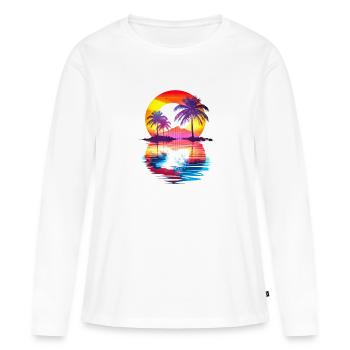 L’île du Paradis - T-shirt manches longues Premium bio Femme - blanc - Devant - Julia (174cm)