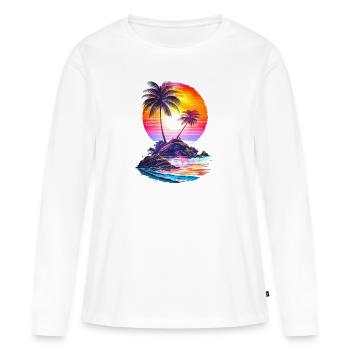 Île de vacances - T-shirt manches longues Premium bio Femme - blanc - Devant - Julia (174cm)