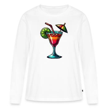 Cocktail - T-shirt manches longues Premium bio Femme - blanc - Devant - Julia (174cm)