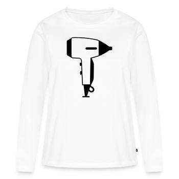 Seche cheveux - T-shirt manches longues Premium bio Femme - blanc - Devant - Julia (174cm)