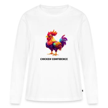 CHICKEN CONFIDENCE - Women's Premium Organic Long Sleeve Shirt - white - Front - Julia (174cm)