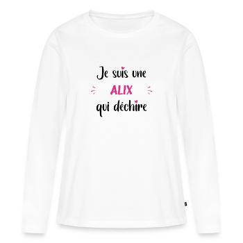 Je suis une alix qui déchire - T-shirt manches longues Premium bio Femme - blanc - Devant - Julia (174cm)