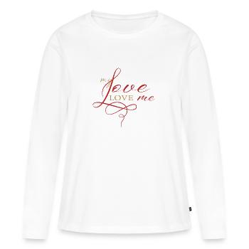 My love love me - T-shirt manches longues Premium bio Femme - blanc - Devant - Julia (174cm)