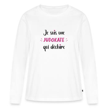 Je suis une judokate qui déchire - T-shirt manches longues Premium bio Femme - blanc - Devant - Julia (174cm)