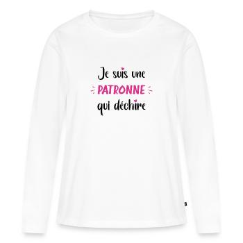 Je suis une patronne qui déchire - T-shirt manches longues Premium bio Femme - blanc - Devant - Julia (174cm)