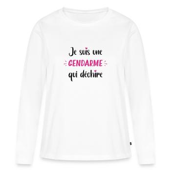 Je suis une gendarme qui déchire - T-shirt manches longues Premium bio Femme - blanc - Devant - Julia (174cm)