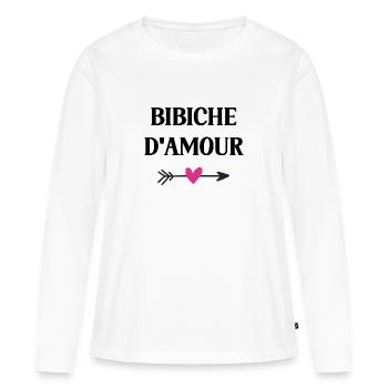 bibiche d'amour - T-shirt manches longues Premium bio Femme - blanc - Devant - Julia (174cm)