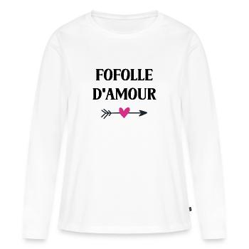 Fofolle d'amour - T-shirt manches longues Premium bio Femme - blanc - Devant - Julia (174cm)