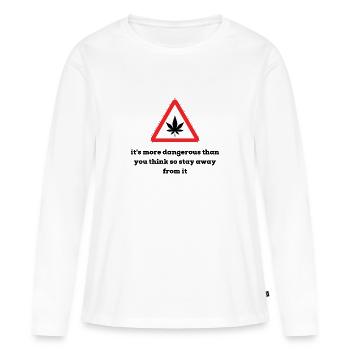 Weed Herbe Fubage Danger Interdiction - T-shirt manches longues Premium bio Femme - blanc - Devant - Julia (174cm)