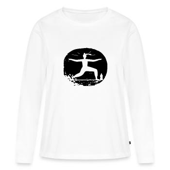 Yoga - Relaxen Lebensqualität - Frauen Premium Bio Langarmshirt - Weiß - Vorne - Julia (174cm)