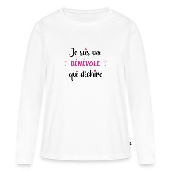 Je suis une bénévole qui déchire humour bénévole - T-shirt manches longues Premium bio Femme - blanc - Devant - Julia (174cm)