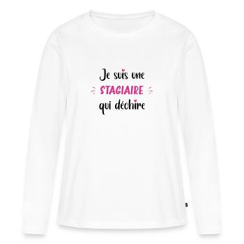 Je suis une stagiaire qui déchire - T-shirt manches longues Premium bio Femme - blanc - Devant - Julia (174cm)