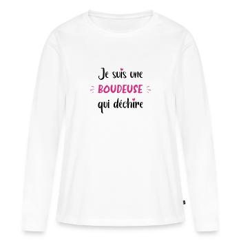 Je suis une boudeuse qui déchire - T-shirt manches longues Premium bio Femme - blanc - Devant - Julia (174cm)