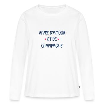 Vivre d'amour de - T-shirt manches longues Premium bio Femme - blanc - Devant - Julia (174cm)