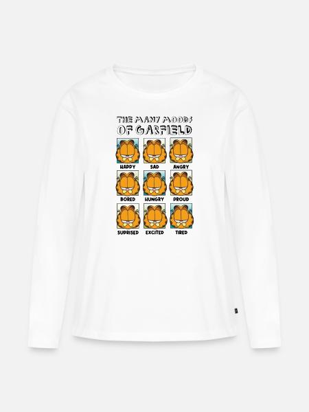 Garfield Stimmungen Von Garfield Kacheln - Frauen Premium Bio Langarmshirt - Weiß