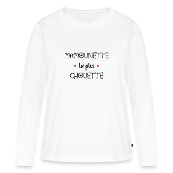 Mamounette la plus chouette - T-shirt manches longues Premium bio Femme - blanc - Devant - Julia (174cm)