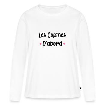 Les copines d'abord - T-shirt manches longues Premium bio Femme - blanc - Devant - Julia (174cm)