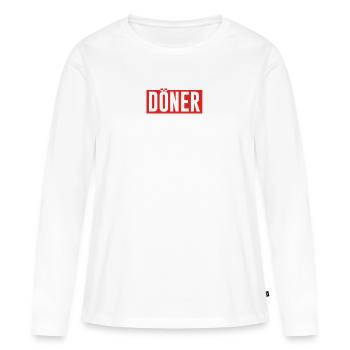 Döner Boxlogo - T-shirt manches longues Premium bio Femme - blanc - Devant - Julia (174cm)