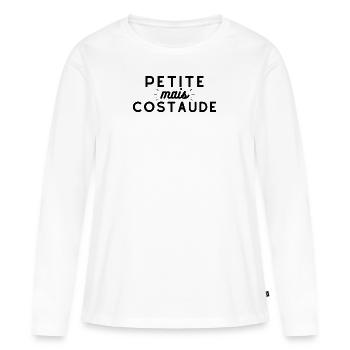 Petite mais costaude. t shirt fille humour - T-shirt manches longues Premium bio Femme - blanc - Devant - Julia (174cm)