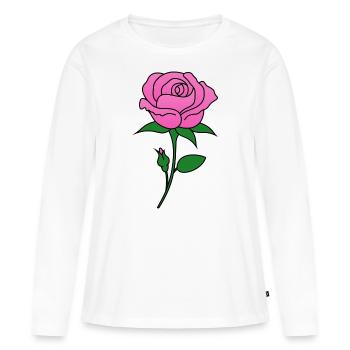 Rose rose - T-shirt manches longues Premium bio Femme - blanc - Devant - Julia (174cm)
