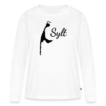 SYLT - T-shirt manches longues Premium bio Femme - blanc - Devant - Julia (174cm)