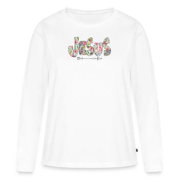 Jésus foi - T-shirt manches longues Premium bio Femme - blanc - Devant - Julia (174cm)