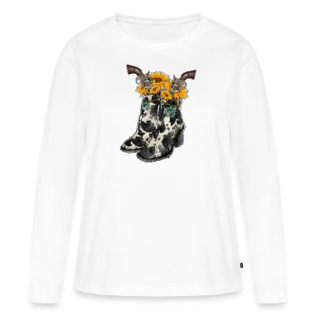Cowboy Boots - Women's Premium Organic Long Sleeve Shirt - white - Front - Julia (174cm)