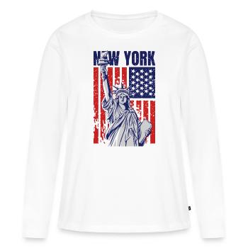 New York! - T-shirt manches longues Premium bio Femme - blanc - Devant - Julia (174cm)