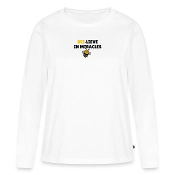 Abeille-lieve dans les miracles - T-shirt manches longues Premium bio Femme - blanc - Devant - Julia (174cm)