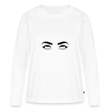 Augen Augenrollen Comic Comicstyle - Frauen Premium Bio Langarmshirt - Weiß - Vorne - Julia (174cm)