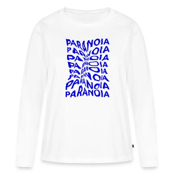 paranoïa, illusion d’optique de la typographie liquide - T-shirt manches longues Premium bio Femme - blanc - Devant - Julia (174cm)