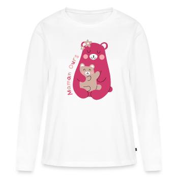 maman ours cadeau pour une maman génial - T-shirt manches longues Premium bio Femme - blanc - Devant - Julia (174cm)