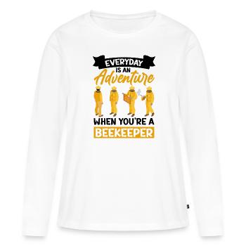 Apiculture Cours d’apiculture Association des apiculteurs Apiculteurs - T-shirt manches longues Premium bio Femme - blanc - Devant - Julia (174cm)