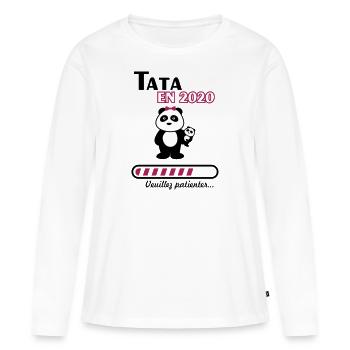 tata en 2020,future tante,bientôt tata,grossesse - T-shirt manches longues Premium bio Femme - blanc - Devant - Julia (174cm)