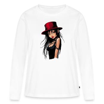 Beauté aux cheveux noirs - fille de bande dessinée - T-shirt manches longues Premium bio Femme - blanc - Devant - Julia (174cm)