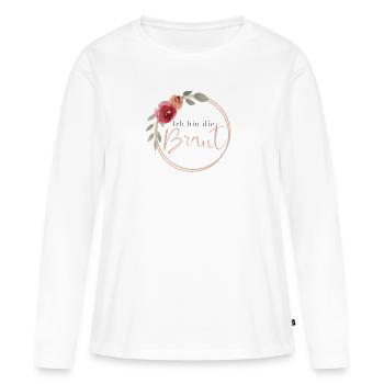 Ich bin die Braut - Vintage Blumen - Frauen Premium Bio Langarmshirt - Weiß - Vorne - Julia (174cm)