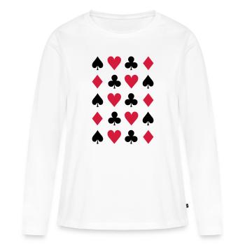 Motif coeur, bêche, croix et carreaux - T-shirt manches longues Premium bio Femme - blanc - Devant - Julia (174cm)