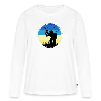 Paintball Gotcha Paintballspieler peintre - T-shirt manches longues Premium bio Femme - blanc - Devant - Julia (174cm)
