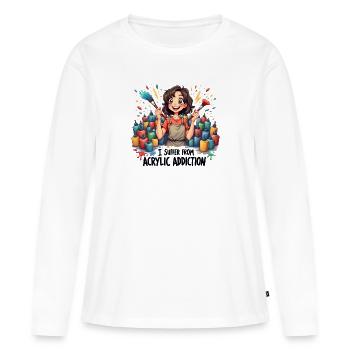 Acrylmalerei - I Suffer From Acrylic Addiction - Frauen Premium Bio Langarmshirt - Weiß - Vorne - Julia (174cm)