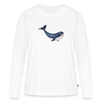 Baleine mignonne et amicale - T-shirt manches longues Premium bio Femme - blanc - Devant - Julia (174cm)