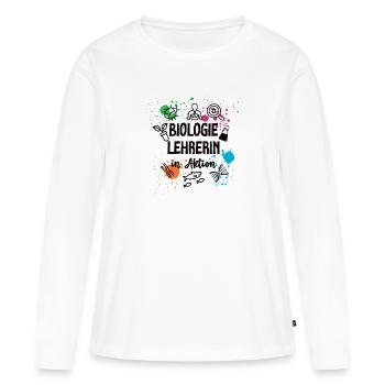 Biologie Lehrerin in Aktion Biolehrerin Lehrer Bio - Frauen Premium Bio Langarmshirt - Weiß - Vorne - Julia (174cm)