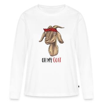 Oh ma chèvre - Oh mon Dieu - T-shirt manches longues Premium bio Femme - blanc - Devant - Julia (174cm)