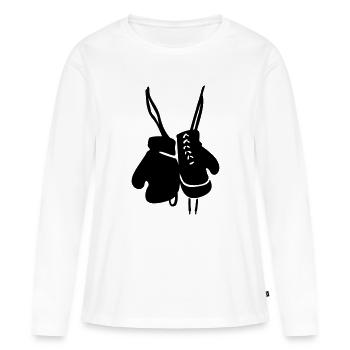 gants de boxe - T-shirt manches longues Premium bio Femme - blanc - Devant - Julia (174cm)